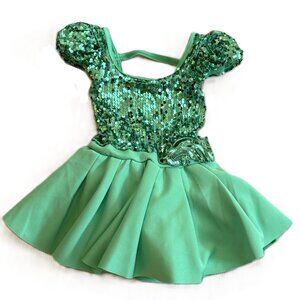 WEISSMAN Costumes Dance Girls Ballet SC 6/6X Tutu Dress Ballerina Green Sequins